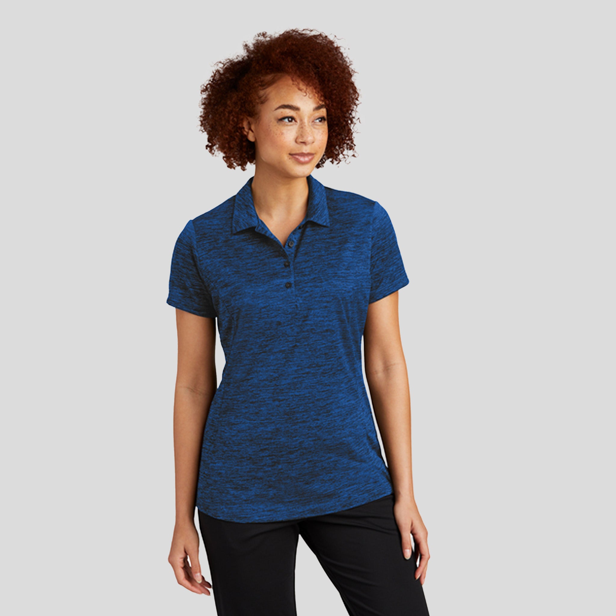 Women's PosiCharge® Electric Heather Polo | Dark Royal-Black Electric